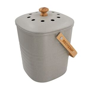 Reotemp Bamboo Fiber Kitchen Compost Bin, Gray, 3 Liter