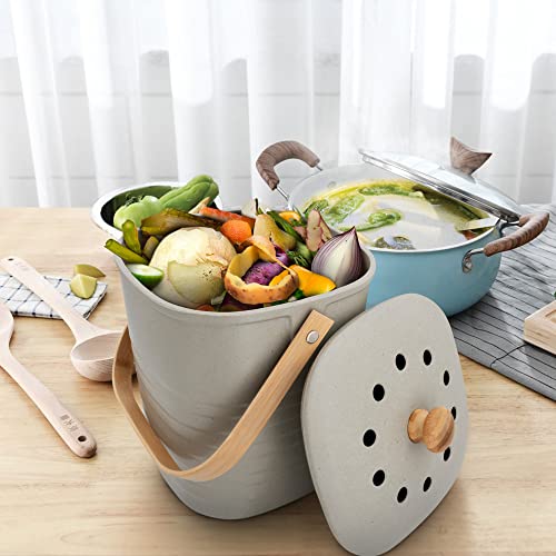 Reotemp Bamboo Fiber Kitchen Compost Bin, Gray, 3 Liter | The Storepaperoomates Retail Market - Fast Affordable Shopping