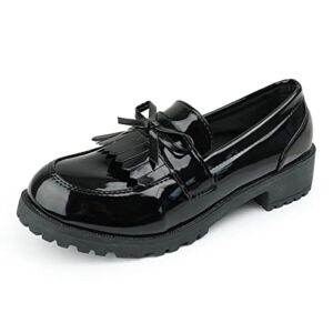 Women’s Chunky Loafers Lug Sole Tassel Penny Slip On Platform Oxfords Dress Loafer Shoes Black 35 (5 US)