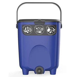 Kitchen Waste Composter, Home Compost Bin with Drain Export and Filter Plate, Indoor Countertop Trash Can with Airtight Lid, 2.6 Gallon(10L),Blue