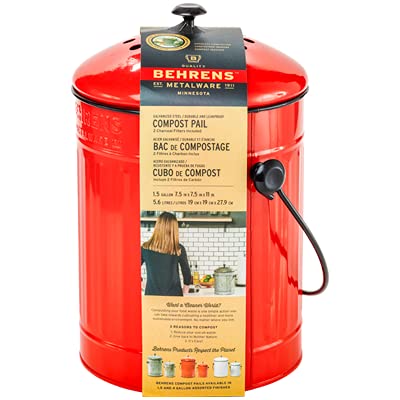 Behrens Countertop Compost Bin with Lid, 4 Charcoal Filters and 50 Compost Bags, Red, 1.5-Gallon Capacity | The Storepaperoomates Retail Market - Fast Affordable Shopping