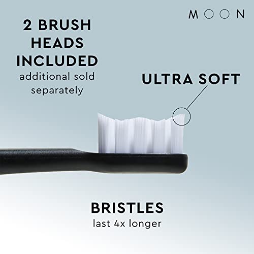 Moon Sonic Electric Toothbrush for Adults, 5 Smart Modes to Clean, Whiten, Massage and Polish Teeth, Rechargeable with Travel Case and 2 Toothbrush Heads, Black | The Storepaperoomates Retail Market - Fast Affordable Shopping