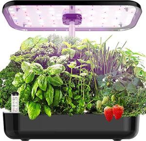 Hydroponics Growing System, EZORKAS 12 Pods Indoor Herb Garden Starter Kit with LED Grow Light, Smart Germination Kit Garden Planter for Family Home Kitchen with Cycle Timing Function