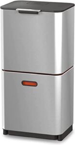 Joseph Joseph 30060 Intelligent Waste Totem Max Kitchen Trash Can and Recycle Unit with Compost Bin, 60 Liter/16 Gallon, Stainless Steel