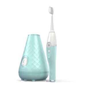 TAO Clean Umma Diamond Sonic Toothbrush and Cleaning Station, Electric Toothbrush with Patented Docking Technology, Ergonomic Handle, Dual Speed Settings, Light Blue