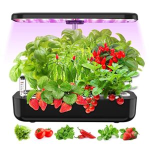 Hydroponics Growing System Indoor Garden Kit with Grow Lights for Home Inside Kitchen Plants Vegetables Flowers,WANCHI 12 Pods Indoor Gardening Smart Garden, Unique House Warming Gifts, Black