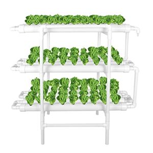 LAPOND Hydroponic Grow Kit, Hydroponics Growing System 3 Layers 108 Plant Sites Food-Grade PVC-U Pipes Hydroponic Planting Equipment with Water Pump, Pump Timer for Leafy Vegetables