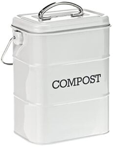 Kitchen Craft Living Nostalgia Steel Compost Bin, 3 litres-French, Pale Grey
