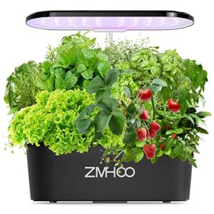 ZMHOO Hydroponics Growing System, Herb Garden Kit Indoor with 2 Led Grow Light Modes, Smart Timer Starter Kit, Adjustable Easy-to-Install Magnetic Light Rod for Home, Kitchen, Gardening
