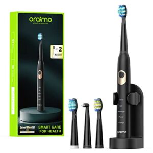 Electric Toothbrush for Adults , Oraimo Rechargeable Sonic Toothbrushes with 4 Toothbrush Heads, Power Toothbrush Holder, 3 Modes with Smart Timer, Fast Charge for 30 Days Use