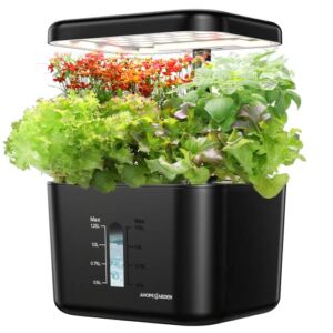 Indoor Garden Hydroponic Growing System: 4 Pods Plant Germination Kit Aeroponic Herb Vegetable Flower Growth Countertop with Grow Light – Planter Grower Rise Harvest for Kitchen Office Home Gardening