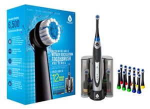 PURSONIC S330 Deluxe Ultra High Powered Rotary Oscillating Rechargeable Electric Toothbrush with Dock Charger & 12 Brush Heads (Value Pack)
