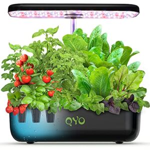 QYO Hydroponics Growing System, 12 Pods Indoor Herb Garden with 36W Full-Spectrum Grow Light, Pump System, Automatic Timer, 23.8” Height Adjustable, Plants Germination Kit for Home Kitchen Gardening