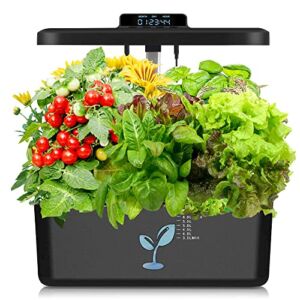 Hydroponics Growing System Indoor Herb Garden with Grow Lights,12Pods Plant Growing Kit with Growth Diary,Mute Fan and Water Pump,LITSPED Smart Garden for Home Kitchen,Father’s Day Gift (Black)