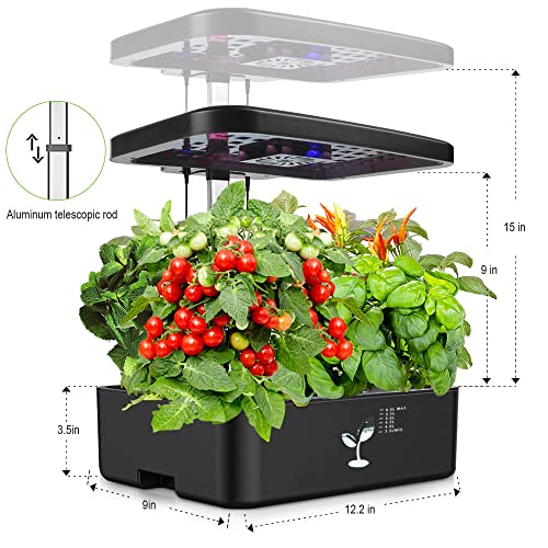 Hydroponics Growing System Indoor Herb Garden with Grow Lights,12Pods Plant Growing Kit with Growth Diary,Mute Fan and Water Pump,LITSPED Smart Garden for Home Kitchen,Father’s Day Gift (Black) | The Storepaperoomates Retail Market - Fast Affordable Shopping