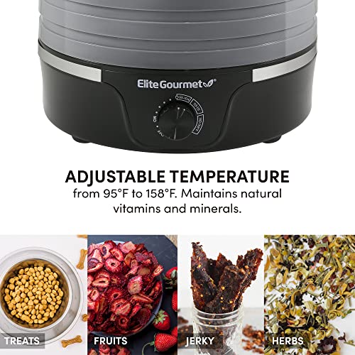 Elite Gourmet EFD319BNG Food Dehydrator, 5 BPA-Free 11.4″ Trays Adjustable Temperature Controls, Jerky, Herbs, Fruit, Veggies, Dried Snacks, Black and Grey, 5 Trays | The Storepaperoomates Retail Market - Fast Affordable Shopping