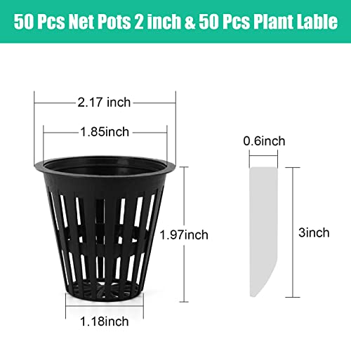 2 inch Net Pots for Hydroponics 50 Packs with Plant Lable Heavy Duty, Reusable, UV Resistant Slotted Mesh Net Cups for Tower Gardens, Clone Machine, Aeroponics System (2 inch 50 Packs) | The Storepaperoomates Retail Market - Fast Affordable Shopping