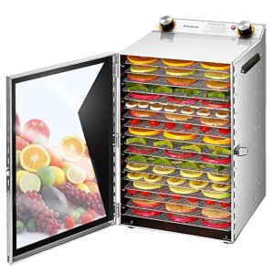 Iproods Food Dehydrator Machine, 18 Stainless Steel Trays, Time and Temperature Control, Fruit Dehydrator for Fruit, Meat, Vegetables and Pet Food, silver