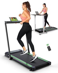 THERUN 2 in 1 Under Desk Treadmill, 2.5HP Electric Folding Treadmill Walking Running pad for Home Office with LED Touch Screen | 0.6-7.6MPH | Wider Running Belt | Remote Control, No Assembly Needed