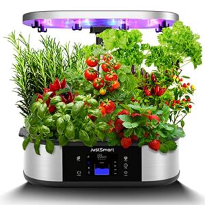 12 Pods Hydroponics Growing System, JustSmart Indoor Garden Up to 30″ with 30W 120 LED Grow Light, Silent Pump System, Automatic Timer for Home Kitchen Gardening