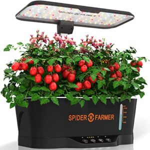SPIDER FARMER Hydroponics Growing System with 6L Water Tank-Up to 19.4″ Herb Garden Kit Indoor with Dimmable LED Grow Light, 12 Pods Germination Kits