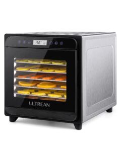 Ultrean 8 Trays Food Dehydrators with Adjustable Digital Timer and Temperature Control, Stainless Steel Dryer Machine for Fruit, Veggies, Meat, Dog Treats, Herbs, Listed/FDA Compliant