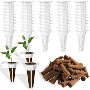 100 Pieces Hydroponic Growing Kit Plant Seed Starter Pods Kit with 50 Pieces Replacement Grow Sponges 50 Pieces Seed Grow Baskets for Seed Starting Root Growth (Simple Style)