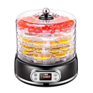 VIVOHOME Electric 400W 5 Trays Round Food Dehydrator Machine with Digital Timer and Temperature Control for Fruit Vegetable Meat Beef Jerky Maker BPA Free Black