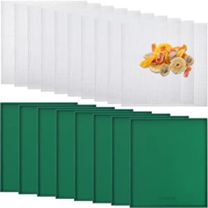 8 Pcs Silicone Dehydrator Sheets 12.2 x 10.2 Inches and 10 Pcs Mesh Silicone Dehydrator Mats 11.8 x 11.8 Inches Non Stick Square Fruit Food Dehydrator Trays with Edge