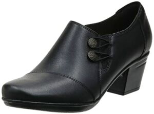 Clarks Women’s Emslie Warren Slip-on Loafer,Black Leather,10 M US