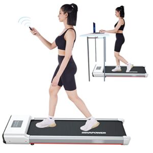 STAR POWER 2 in 1 White Under Desk Treadmill, Installation-Free Walking Treadmill Under Desk with Remote Control and LED Display, 2.5HP Walking Pad Treadmill Walking Jogging for Home Office