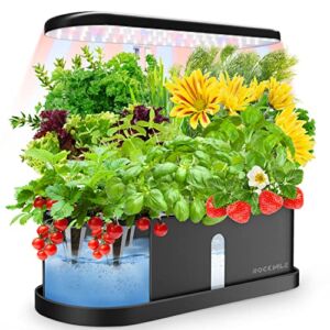 Upgraded 2 in 1 Hydroponics Growing System, Rockvale 10 Pods Indoor Garden Kit with LED Grow Light, Plant Germination Kit with Automatic Timer, Smart Home Garden for Herb, Vegetables, Fruits