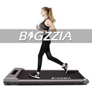 Bigzzia Electric Treadmill, Under Desk Treadmill, Portable Walking Running Pad, Flat Ultra-Thin Machine with Remote Control and LCD Display