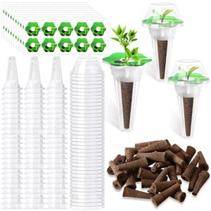 Potchen 400 Pcs Hydroponic Growing Kit Include Replacement Grow Baskets Plant Sponges Labels Stickers Clear Lids, Germination Compatible with System (Flower Style)