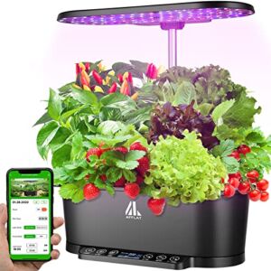 WiFi Smart Garden with 15 Pods,Hydroponics Growing System with Alert and App,Indoor Herb Garden with 30.31 Inches Adjustable Height,Automatic Cycle Timer,Hydroponic Herb Garden Kit for Family Kitchen