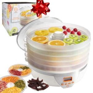 MasterChef Food Dehydrator w 5 Trays and Digital Temperature Controls-Dehydrating Machine w Recipe Guide- 8L Capacity-BPA Free, Dry Fruits, Veggies, Beef Jerky-Holiday Gift Party