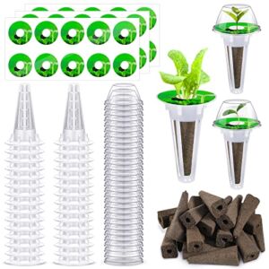 Hydroponic Garden Accessories Plant Pod Kit Including 30 Pieces Grow Baskets 30 Pieces Transparent Insulation Lids 30 Pieces Plant Grow Sponges 30 Pieces Labels for Seed Starting System