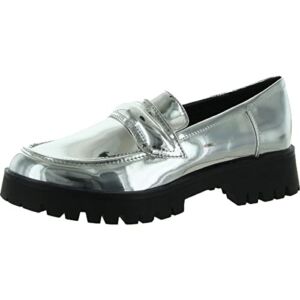 NINE WEST Footwear Women’s Garren3 Loafer Flat, Silver, 5