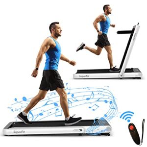 Goplus 2 in 1 Folding Treadmill, 4.75HP Superfit Under Desk Electric Treadmill with APP Control, LED Touch Screen, Bluetooth Speaker, Remote Control, Walking Jogging for Home Office