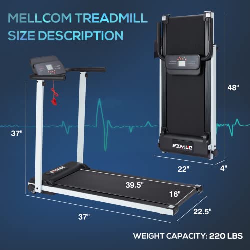 MELLCOM Folding Treadmill, 2.0HP Under Desk Electric Treadmill with LCD Display & Auto Stop Safety Function, 220lbs Capacity Installation-Free Black Treadmill Home for Gym Running Jogging Walking | The Storepaperoomates Retail Market - Fast Affordable Shopping