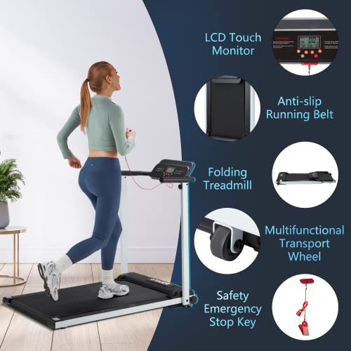 MELLCOM Folding Treadmill, 2.0HP Under Desk Electric Treadmill with LCD Display & Auto Stop Safety Function, 220lbs Capacity Installation-Free Black Treadmill Home for Gym Running Jogging Walking | The Storepaperoomates Retail Market - Fast Affordable Shopping