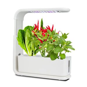 Artist Unknown iSundyz Mini Hydroponic Growing System 3-Pod Herb Garden with Full Spectrum LED Grow Light, Smart Gardening Planter Automatic Timer, Height Adjustable, HXGHSW-003, White