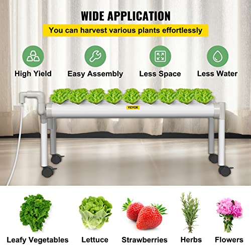 VEVOR Hydroponics Growing System, 36 Sites 4 Food-Grade PVC-U Pipes, 1 Layer Indoor Planting Kit with Water Pump, Timer, Nest Basket, Sponge for Fruits, Vegetables, Herb, White | The Storepaperoomates Retail Market - Fast Affordable Shopping