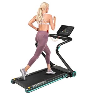 Max4out 2 in 1 Under Desk Treadmill, 3.5HP Folding Electric Walking Running Machine with Large LED Display, Jogging Machine for Home and Office Use,12 Preset Programs, Powerful and Quiet, Black