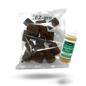 EZ-gro Sponges (15) +2oz Fertilizer – Refills or Starter Kit for Rapid Seed Planting – Compatible w/iDOO 12-Pod Hydroponic Growing Systems – Hydroponics Supplies – Plugs for 15 Pods to Grow 15 Plants