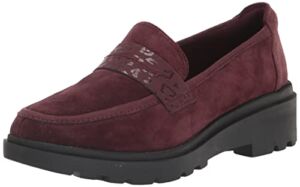 Clarks womens Calla Ease Loafer Flat, Burgundy Suede, 7.5 Wide US