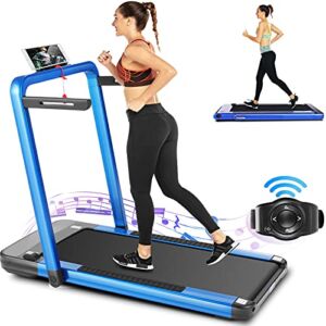 ANCHEER 2 in 1 Foldable Treadmill for Home, Under Desk Treadmills with LED Display and Remote Control Walking Jogging Running Machine, Installation-Free Cardio Fitness6.1