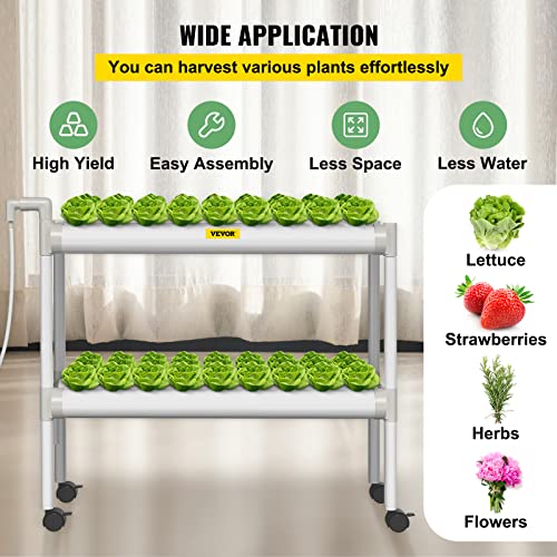 VEVOR Hydroponics Growing System, 54 Sites 6 Pipes Hydroponic System, 2 Layers Hydroponic Kit, Vertical Hydroponic Growing System with Water Pump, Pump Timer | The Storepaperoomates Retail Market - Fast Affordable Shopping