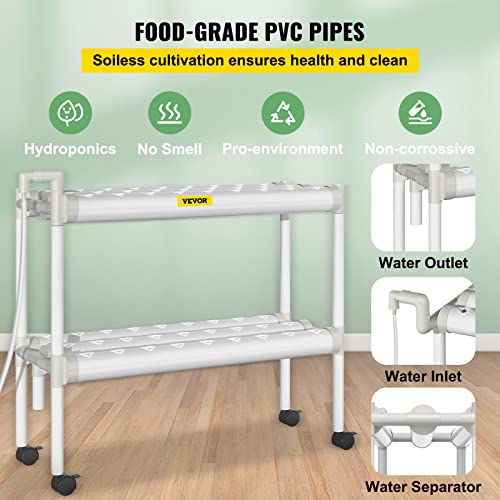 VEVOR Hydroponics Growing System, 54 Sites 6 Pipes Hydroponic System, 2 Layers Hydroponic Kit, Vertical Hydroponic Growing System with Water Pump, Pump Timer | The Storepaperoomates Retail Market - Fast Affordable Shopping