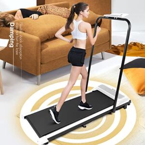 Kusou Foldable Treadmill for Home, Under Desk Treadmill with LED Display and Remote Control Walking Jogging Running Machine, Installation- Lifespan Under Desk Treadmill (White, One Size)